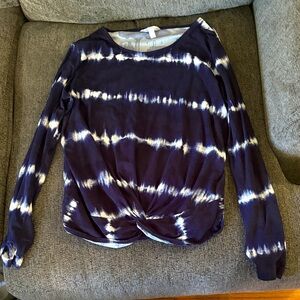 Women's Navy Tie-Dye Long Sleeve Top